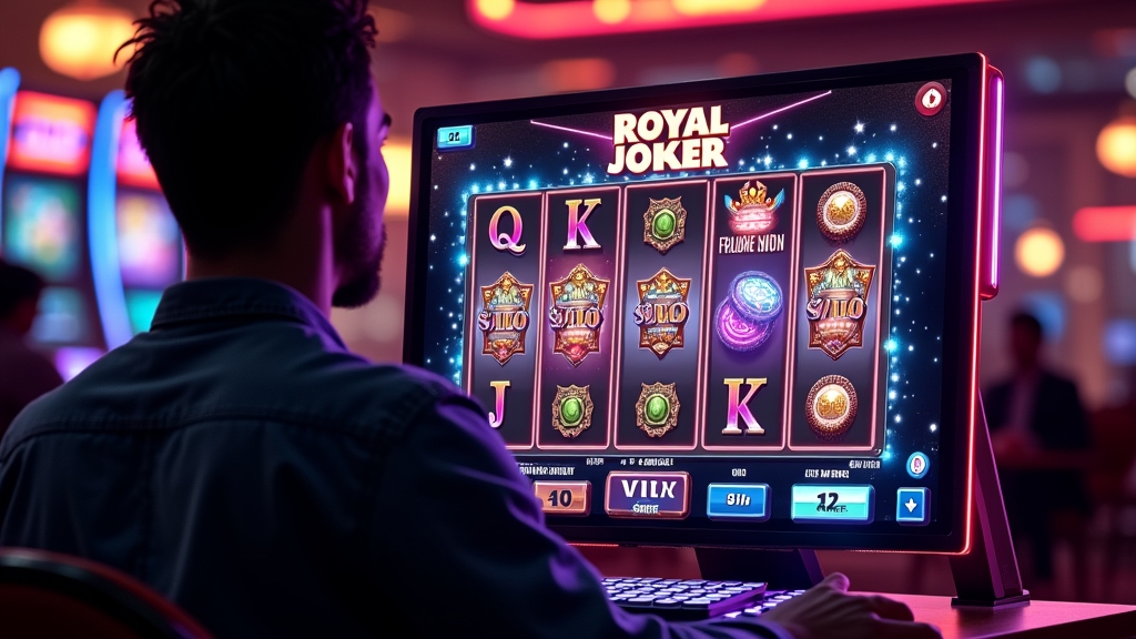 Slotdemo van Royal Joker met draaiende rollen en neonverlichting